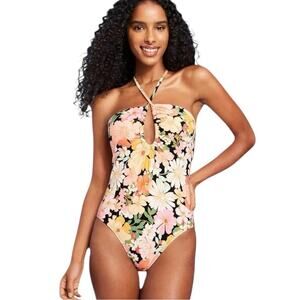 Shade & Shore Halter One Piece Keyhole Back Bandeau Women’s Size M (8-10)